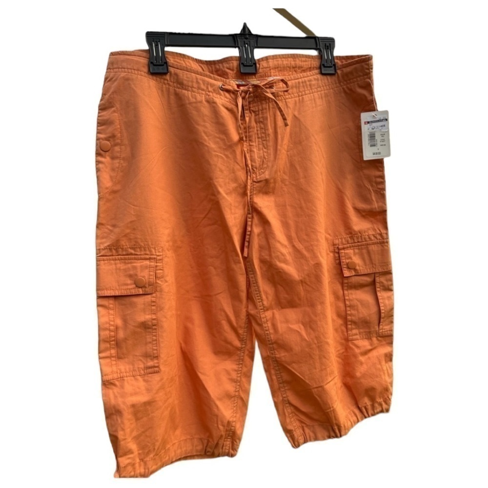 Roxy Cargo Capris Peach Drawstring Waist and Hem Snap Closure Pockets Size 9 